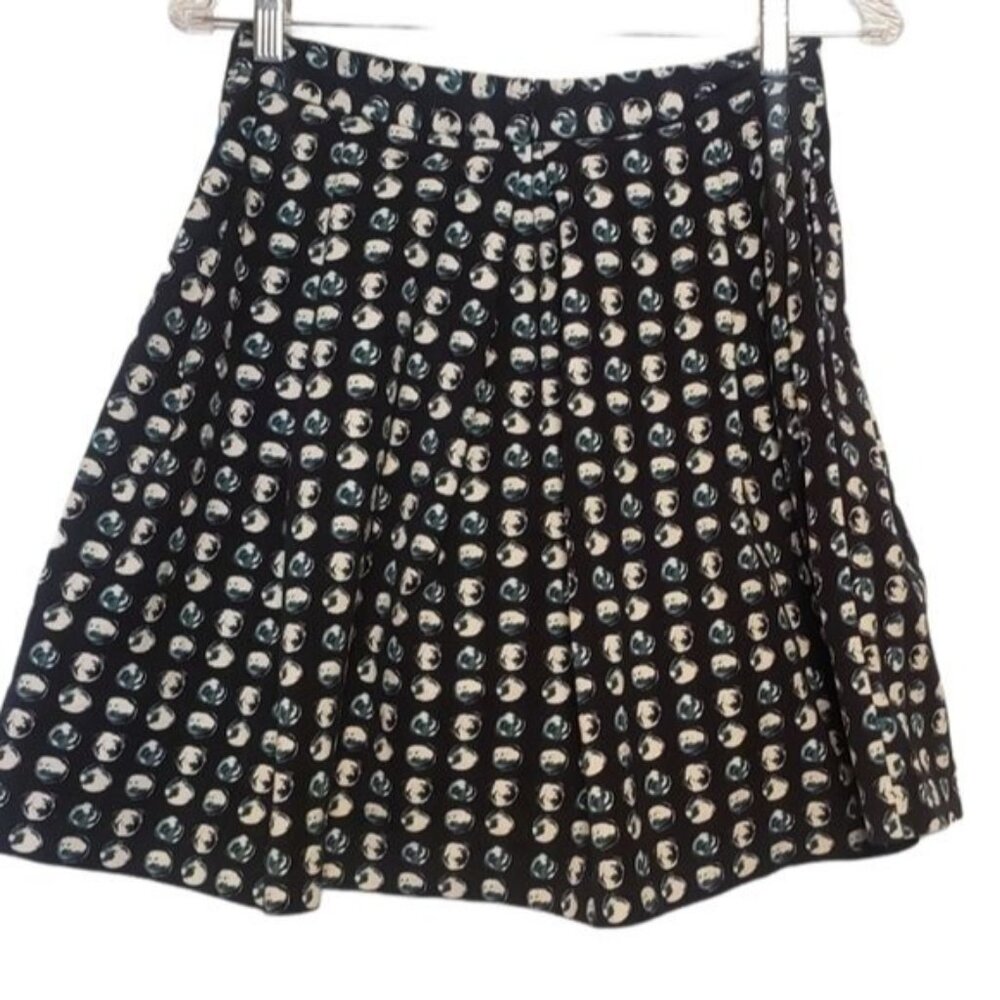 Women's  Banana Republic Black Print Pleated Circle Skirt 2